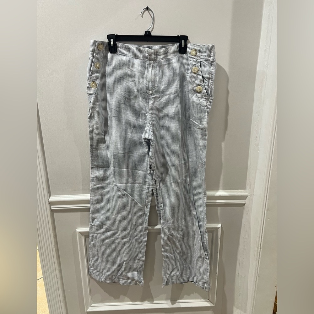 Caslon Gray Striped Wide-Leg Pants